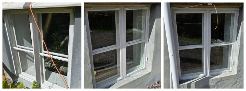 Målat om de stora källarfönsterna